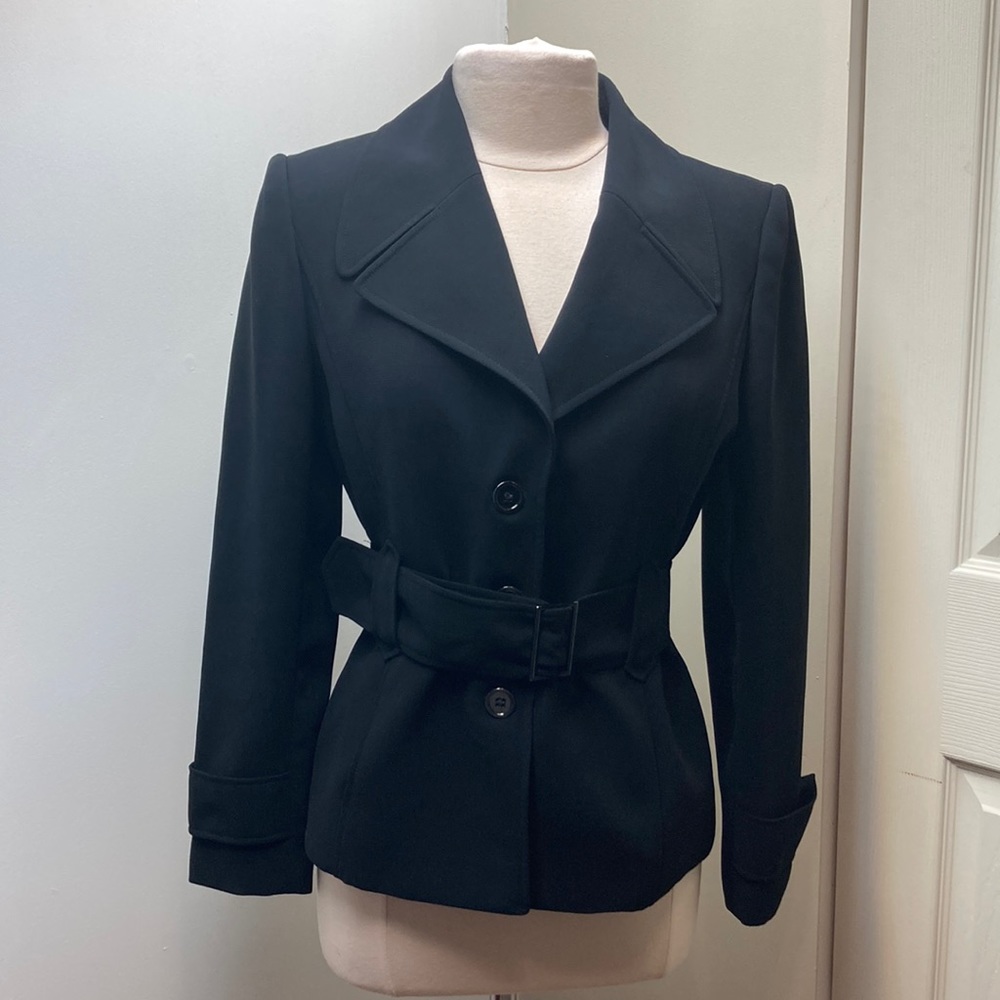 TAHARI Arthur S Levine Black Three Button Belted Blazer/Suit Jacket SZ 8